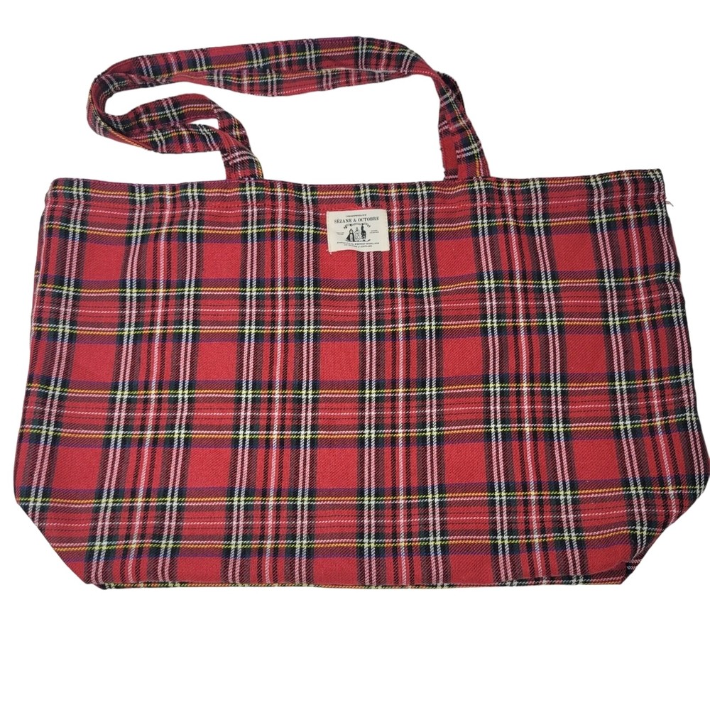 SEZANE and OCTOBRE Scottish Collection Tartan Plaid Tote Bag